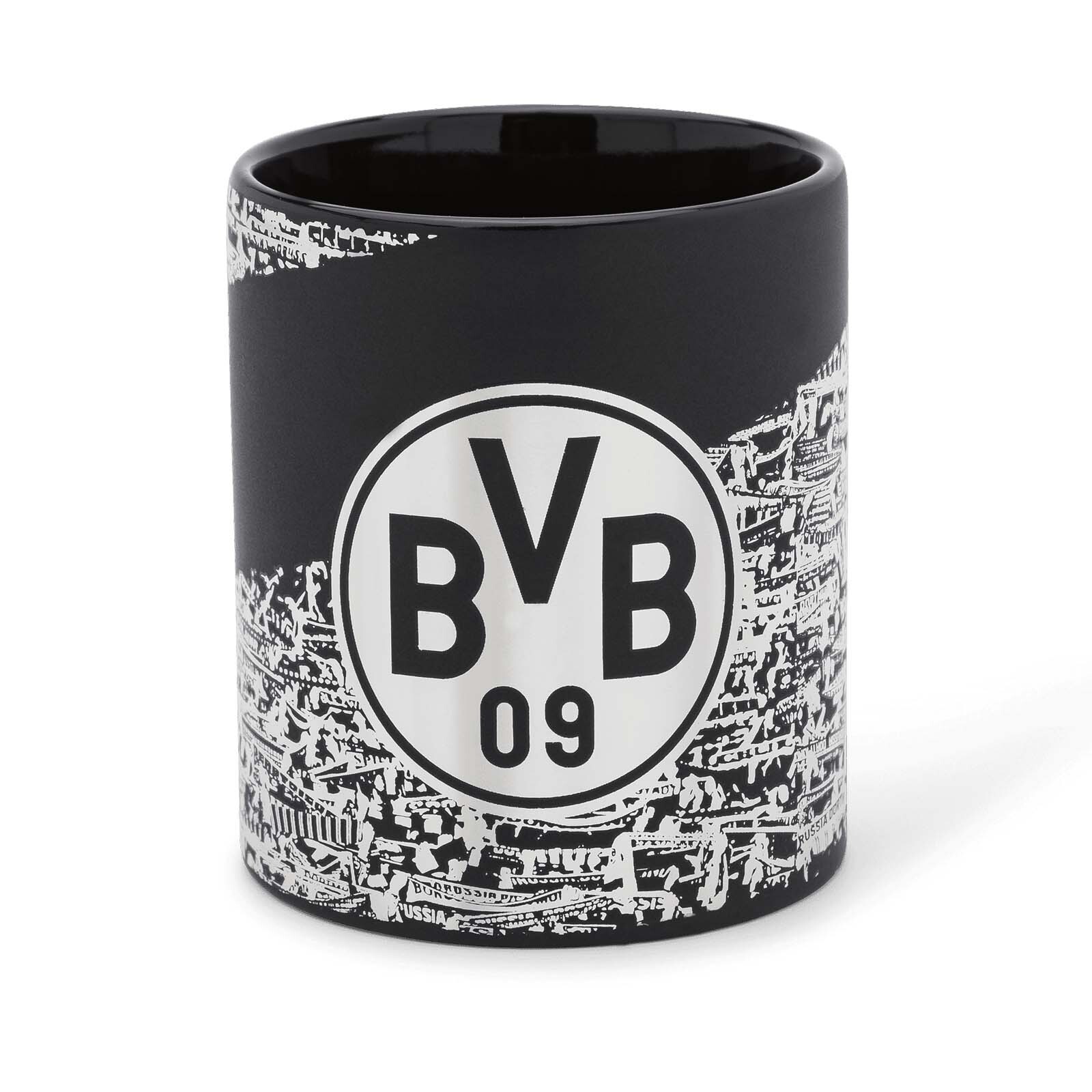 Borussia Dortmund BVB-mok met sjaaldesign, zwart/geel, 1 stuk (1 stuk Borussia Dortmund BVB-mok met sjaaldesign, zwart/geel, 1 stuk (1 stuk