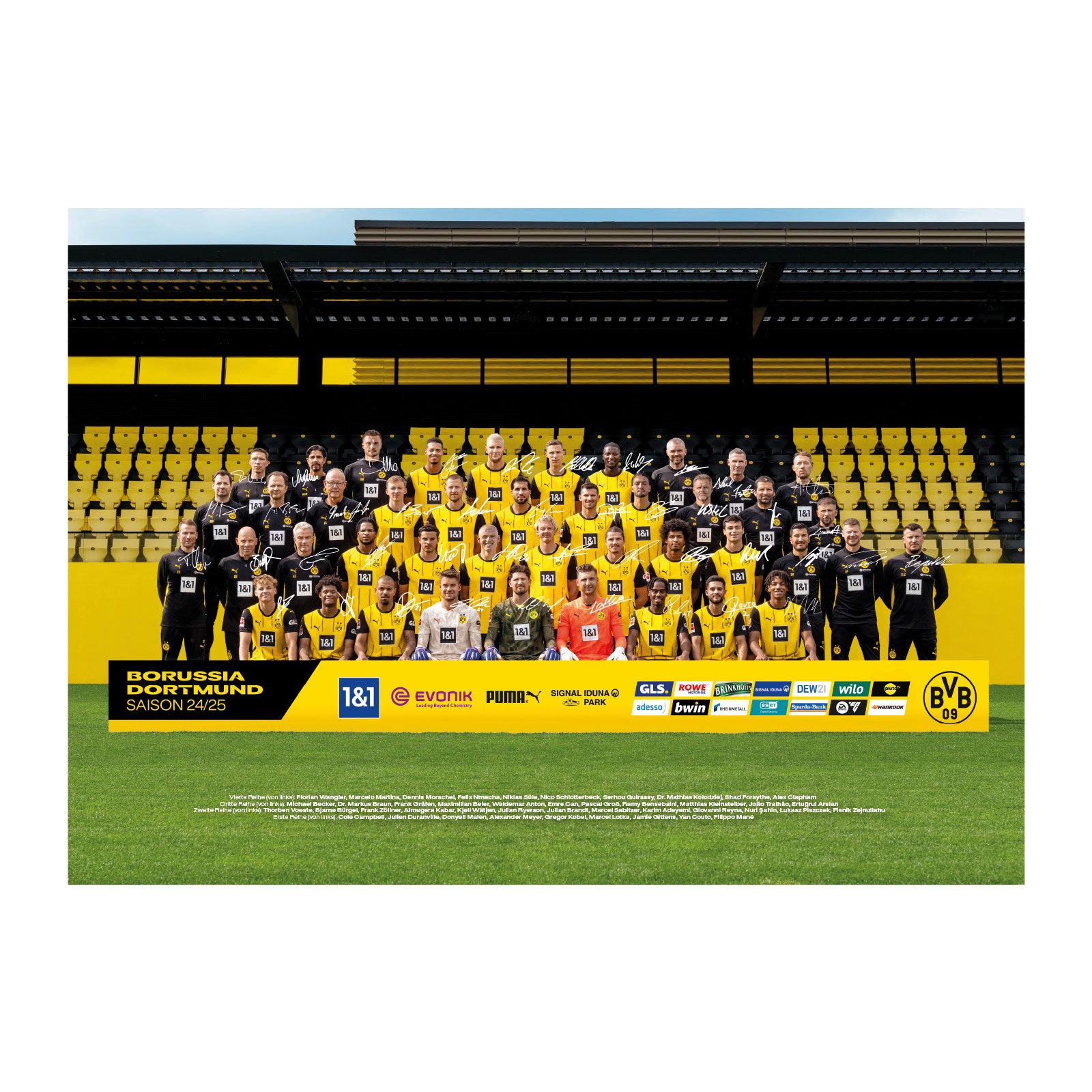 Jacques Lemans Bvb Uhr Wand BVB Mannschaftsposter Unterschriften