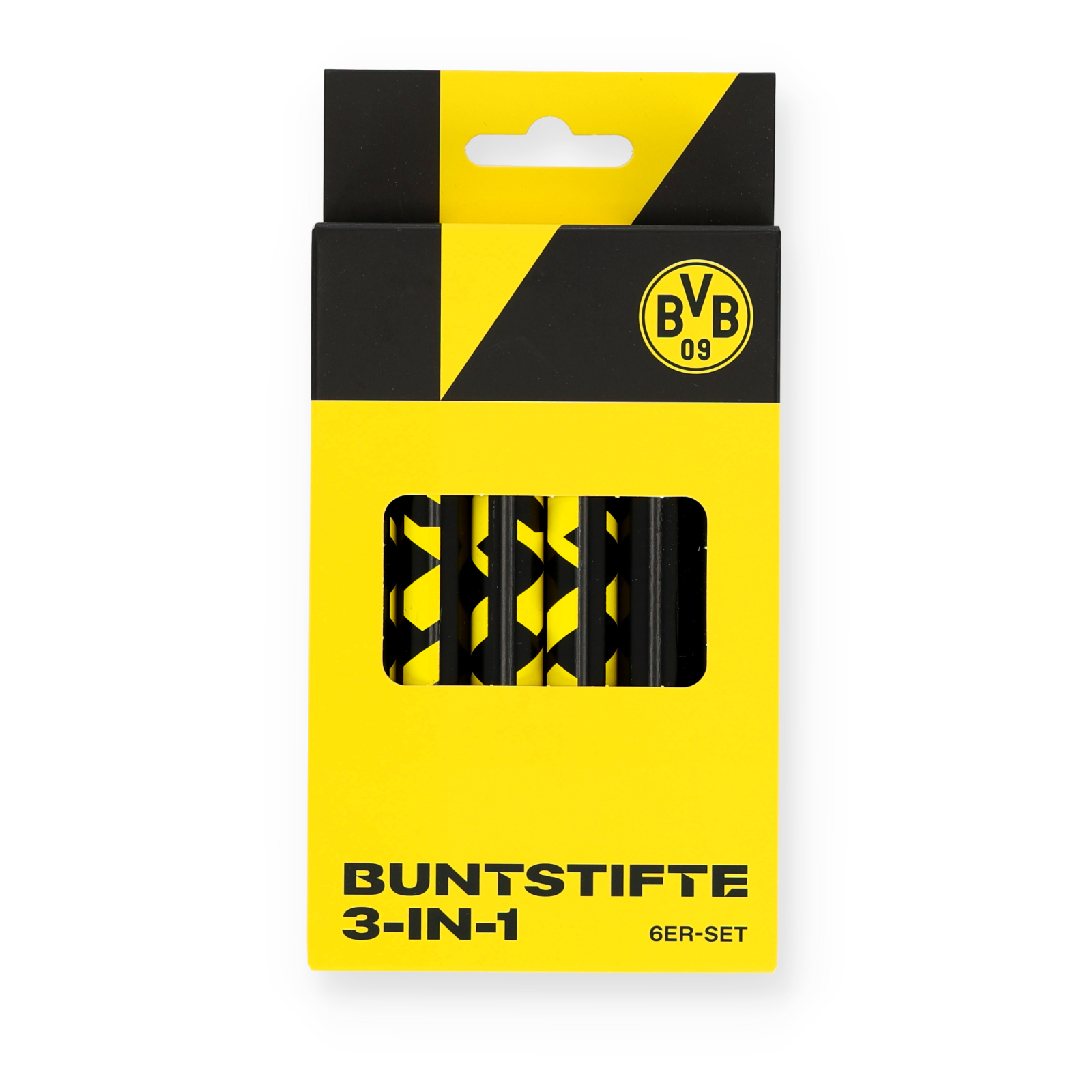BVB 3-in-1 Buntstifte 6er Set mit Anspitzer - Offizieller BVB