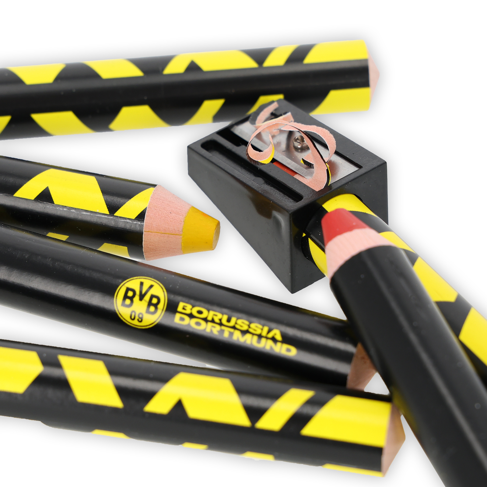 BVB 3-in-1 Buntstifte 6er Set mit Anspitzer - Offizieller BVB